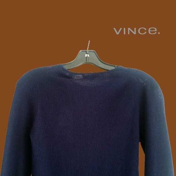 VINCE. NEW Minimalist Ribbed 100% Wool Fine Knit Long-Sleeve Pullover Sweater - Picture 8 of 10